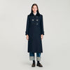 Seane Long Coat With Velvet Collar Navy Blue
