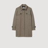 Windsor Houndstooth Trench, Leather Collar Brown / Beige