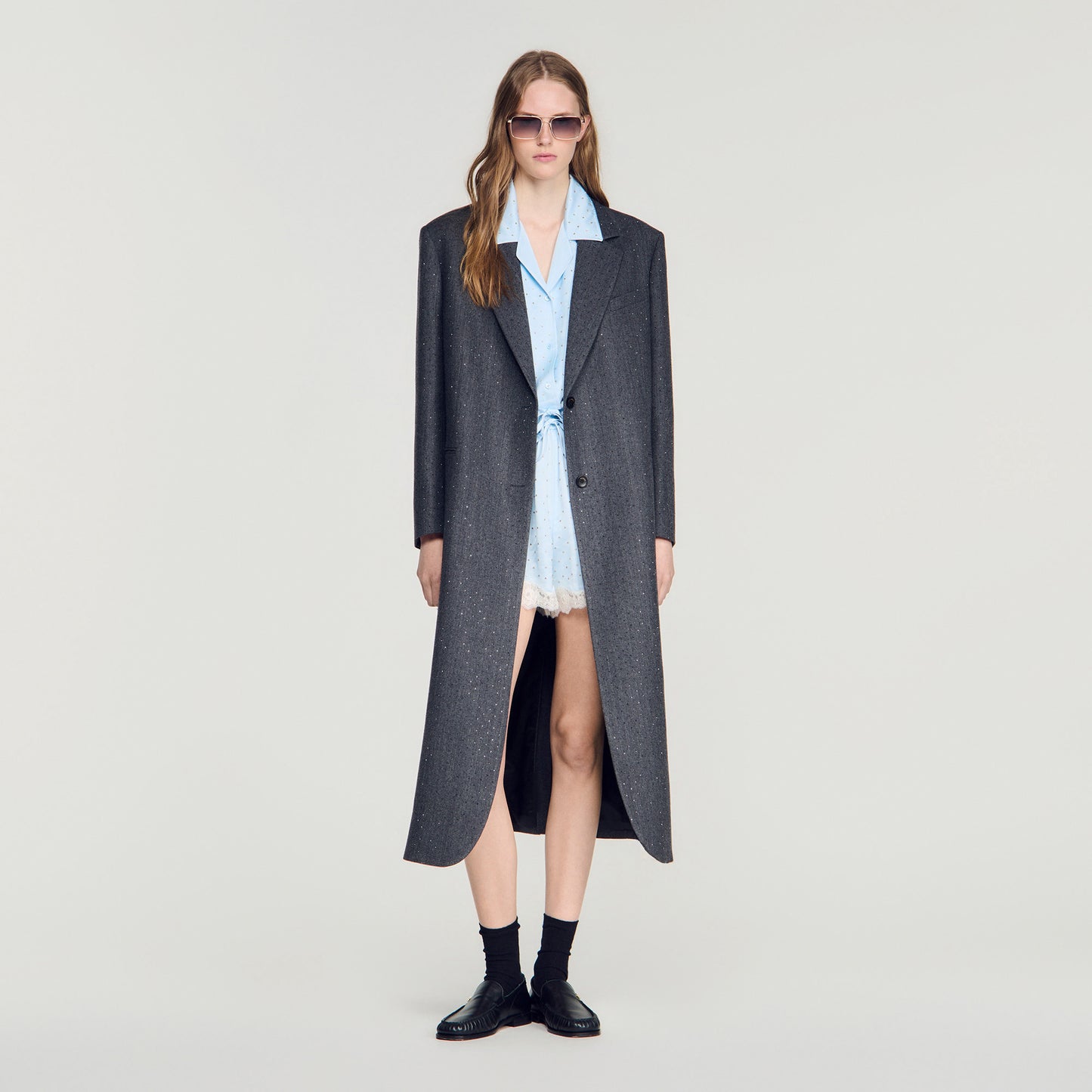 Evan  Longline Coat Dark Grey