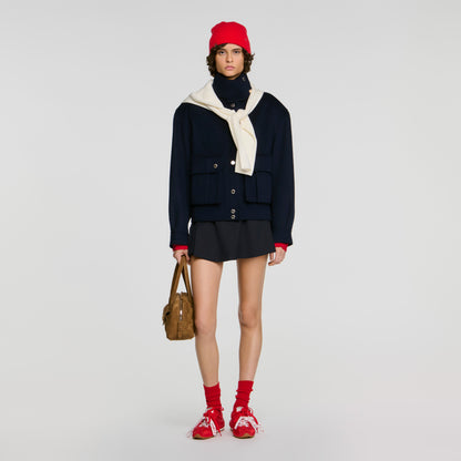 Blair Double-faced standing collar coat Navy Blue