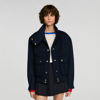 Blair Double-faced standing collar coat Navy Blue