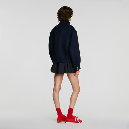 Blair Double-faced standing collar coat Navy Blue