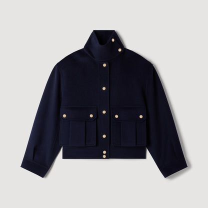 Blair Double-faced standing collar coat Navy Blue