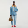 Cameron Denim coat with faux fur collar Blue Jean