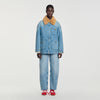 Cameron Denim coat with faux fur collar Blue Jean
