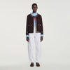 Greenwich Short coat with leather details Brown