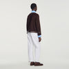 Greenwich Short coat with leather details Brown