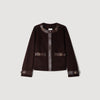 Greenwich Short coat with leather details Brown