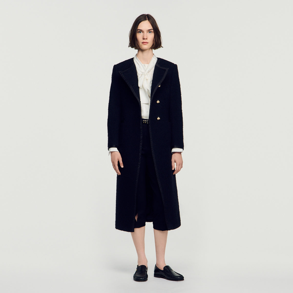 Saywer Tweed Coat With Jewel Buttons Black
