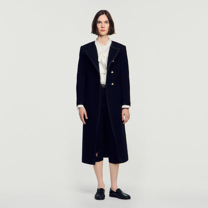 Saywer Tweed Coat With Jewel Buttons Black