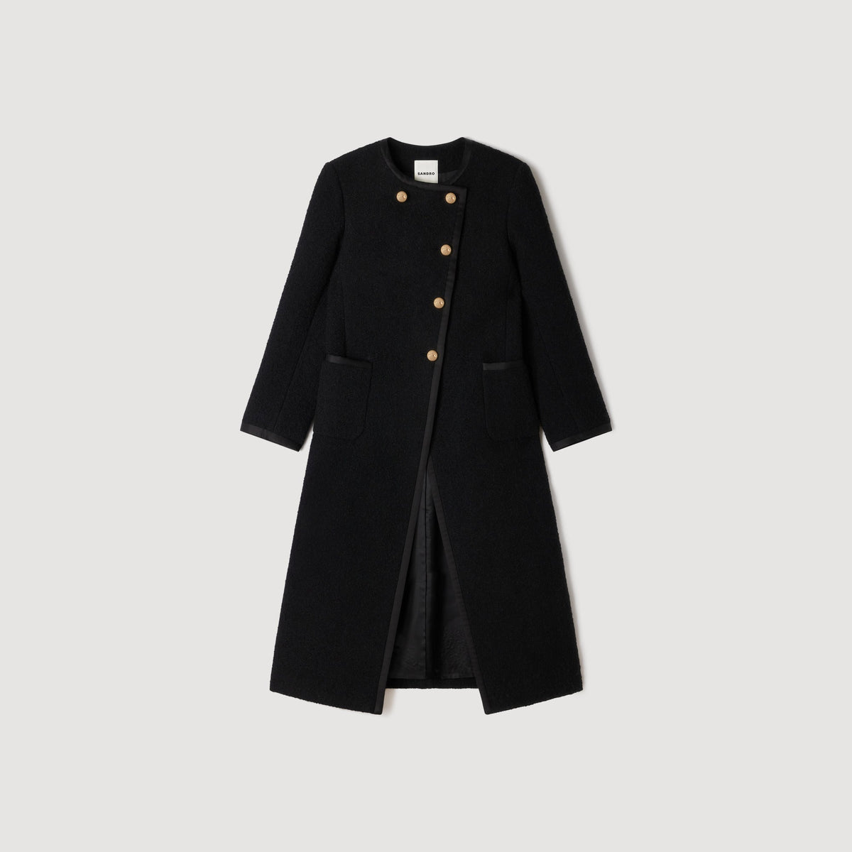 Saywer Tweed Coat With Jewel Buttons Black