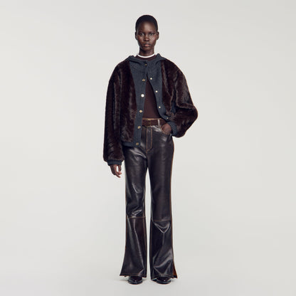 Theodore Faux Fur And Knit Jacket Brown