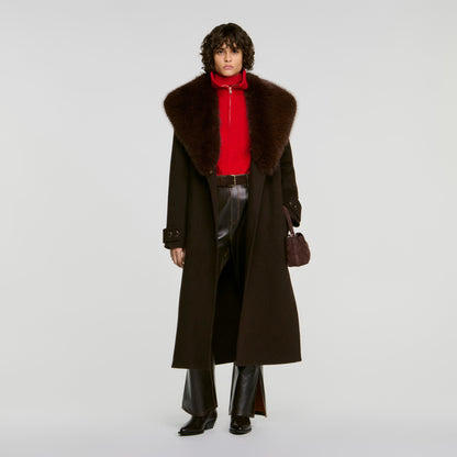 Gustave Coat With Shearling Collar Brown