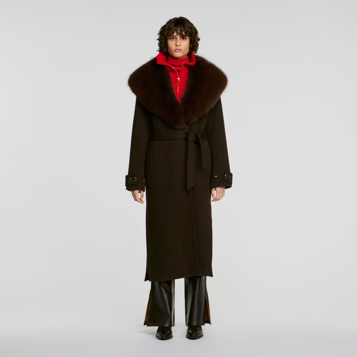 Gustave Coat With Shearling Collar Brown