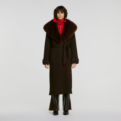 Gustave Coat With Shearling Collar Brown