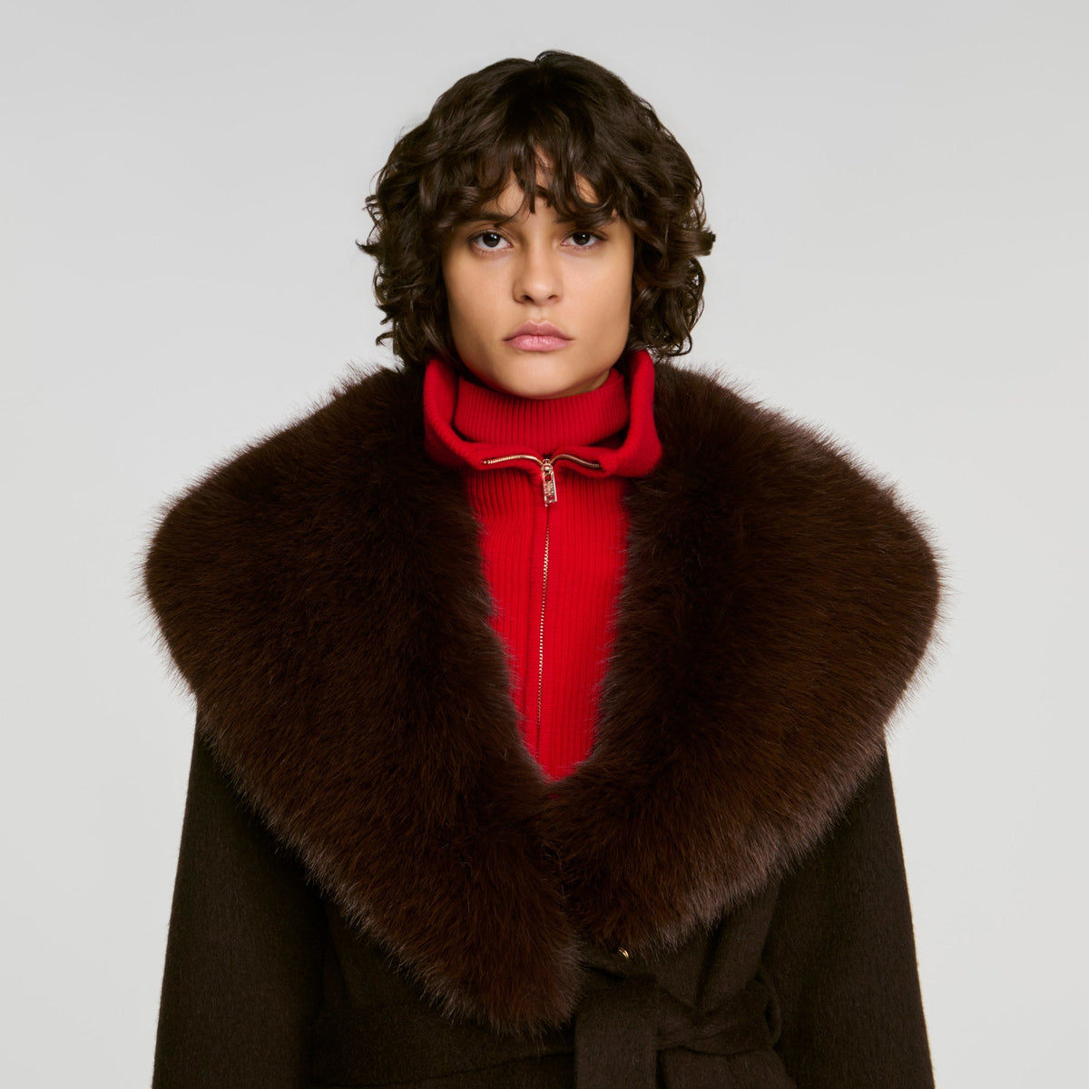 Gustave Coat With Shearling Collar Brown