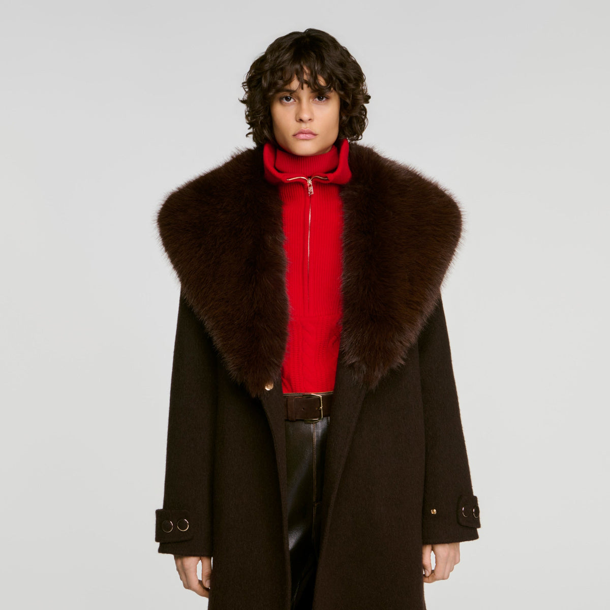 Gustave Coat With Shearling Collar Brown