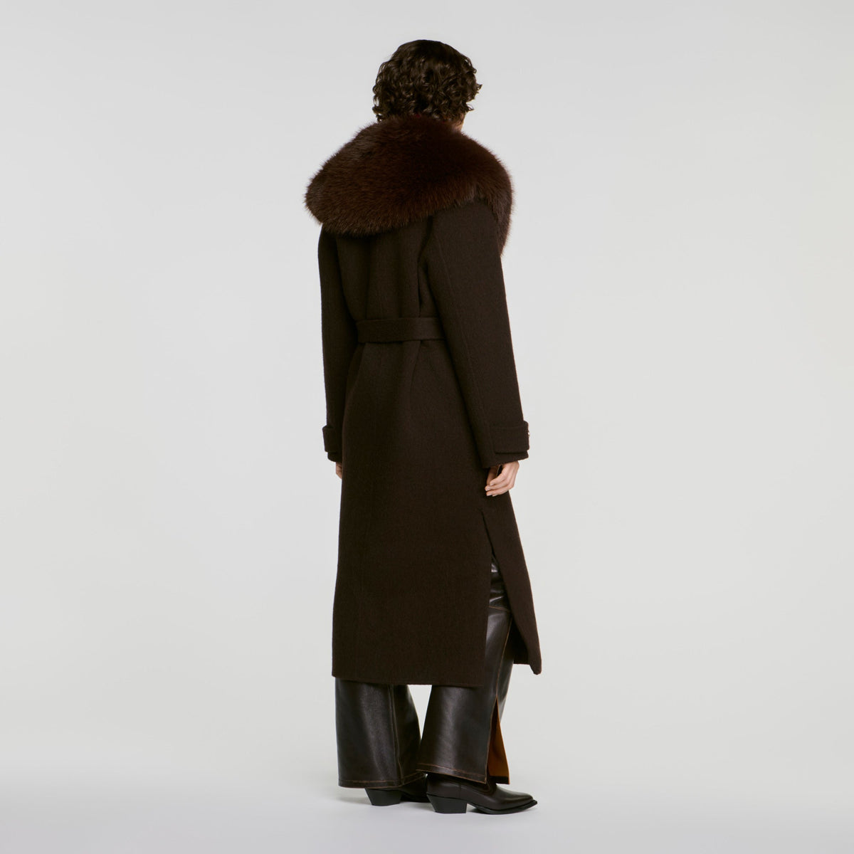 Gustave Coat With Shearling Collar Brown