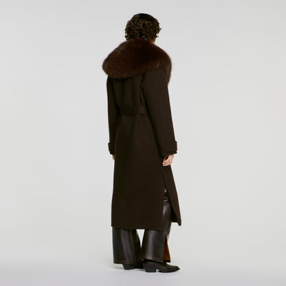 Gustave Coat With Shearling Collar Brown