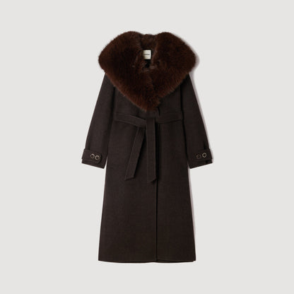 Gustave Coat With Shearling Collar Brown
