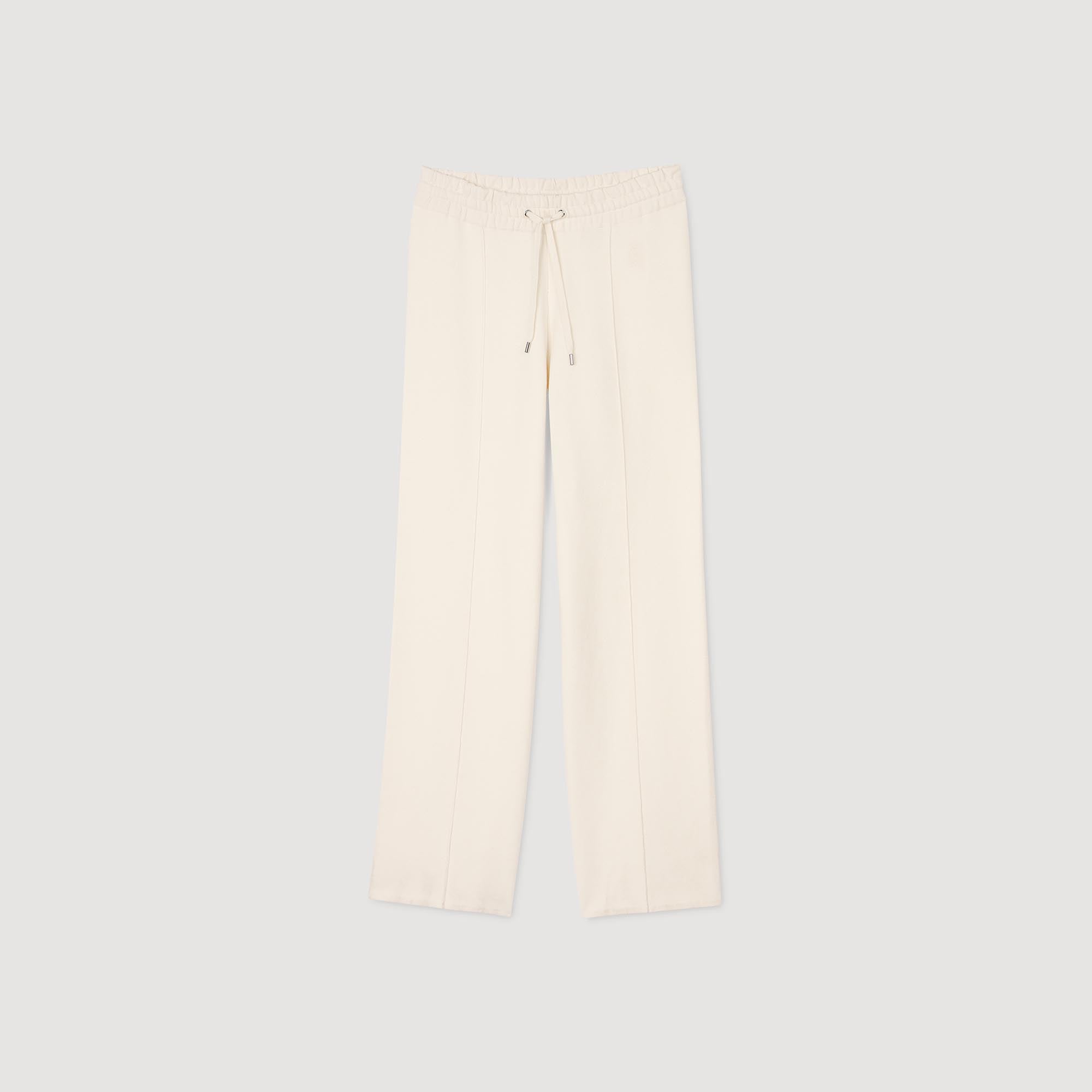 Knitted Straight-Leg Pants Ecru