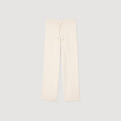 Knitted Straight-Leg Pants Ecru