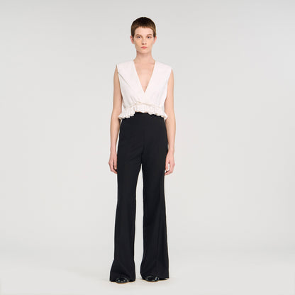 Manhattan Satin Stripe Suit Trousers Black