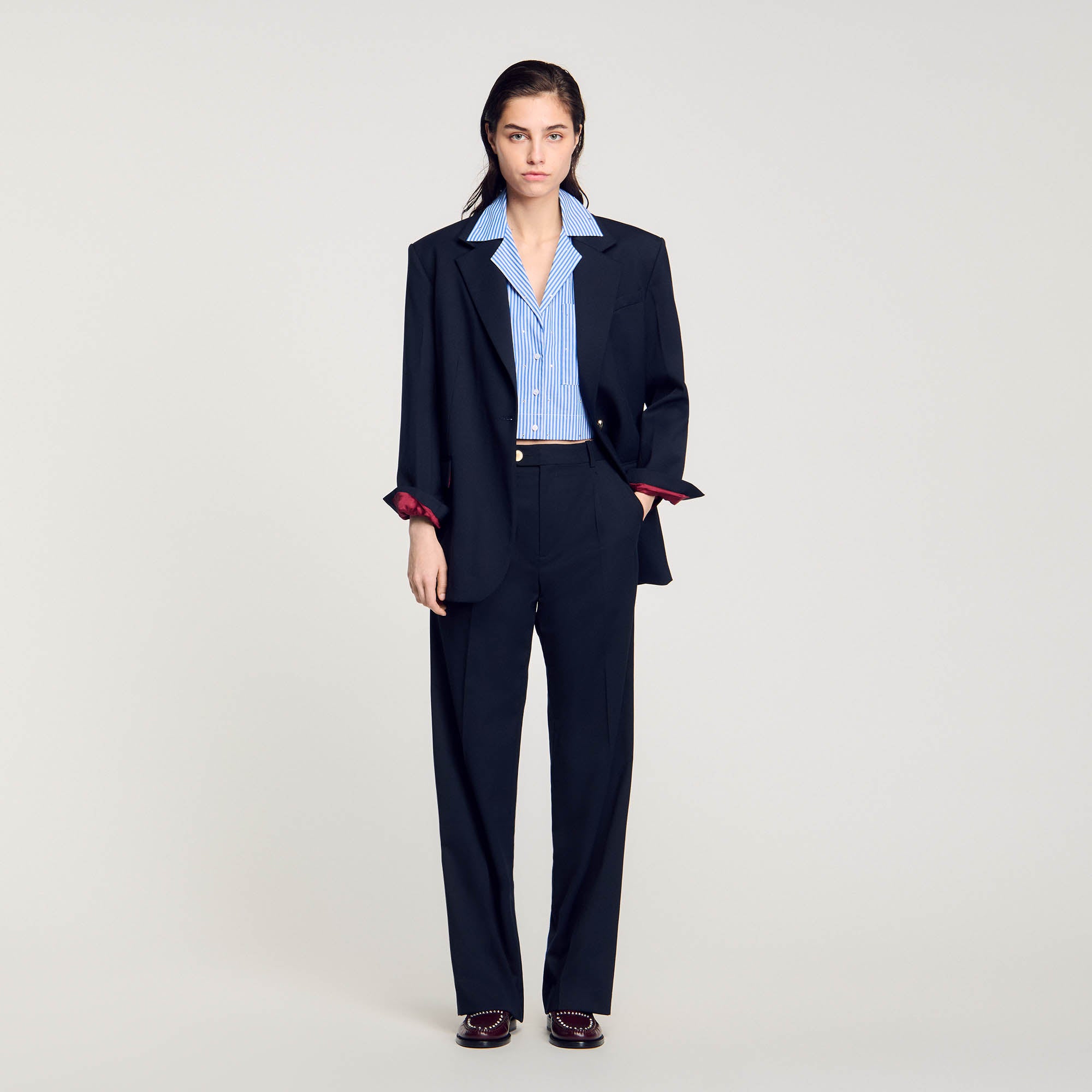 Wool Trousers Navy Blue