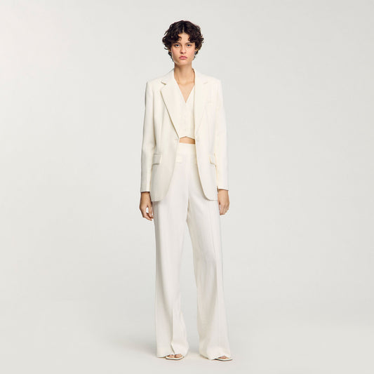Sequin suit trousers Ecru