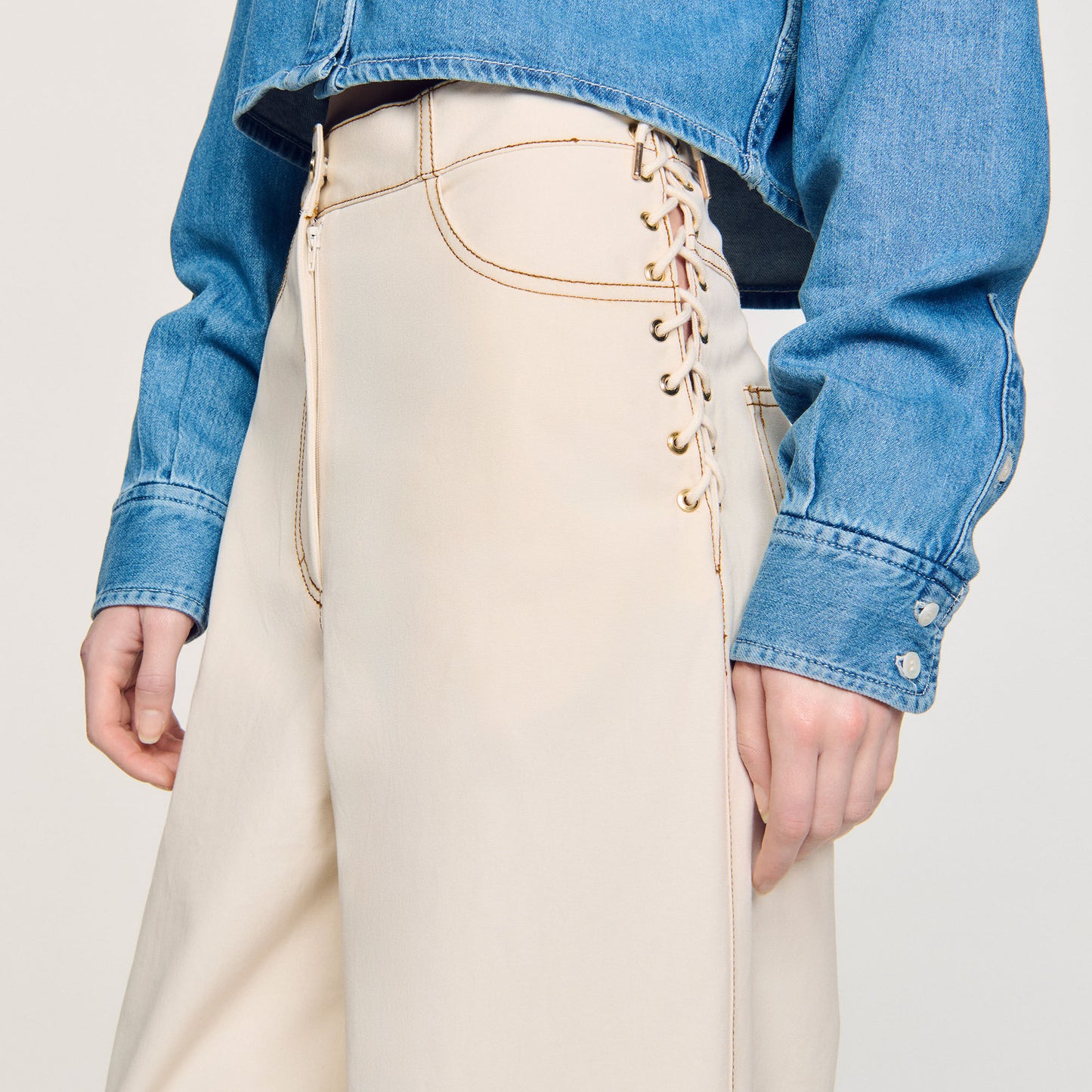 Leon Lace-Up Jeans Sand Sand