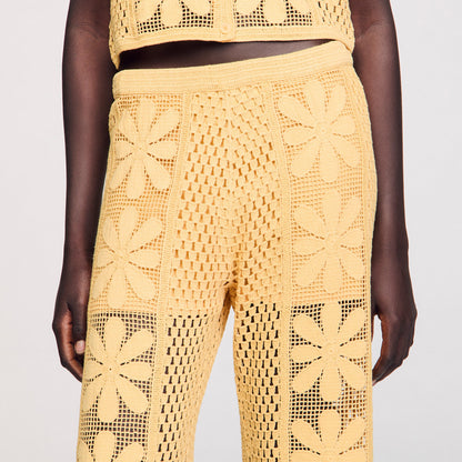 Loupie Crochet Straight-Leg Trousers Yellow