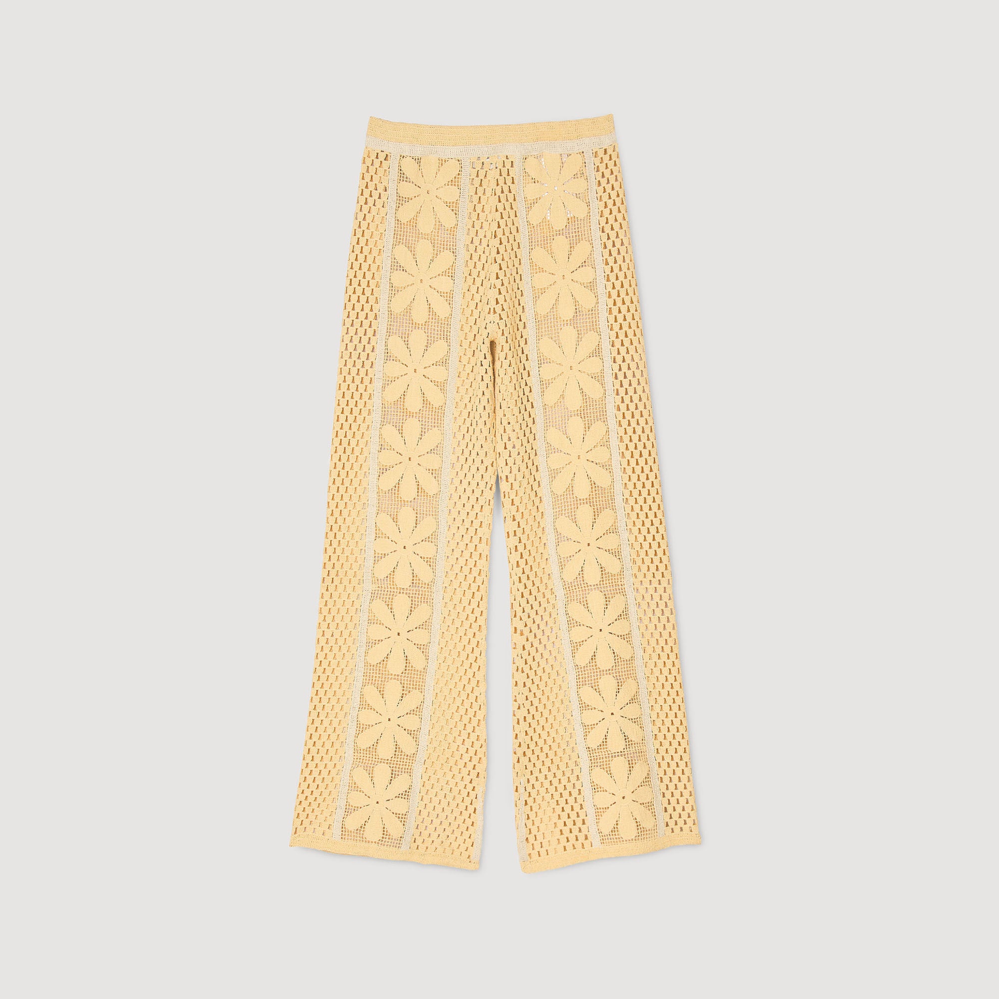 Loupie Crochet Straight-Leg Trousers Yellow