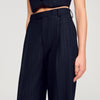 Pernault Rhinestone Striped Trousers Navy Blue