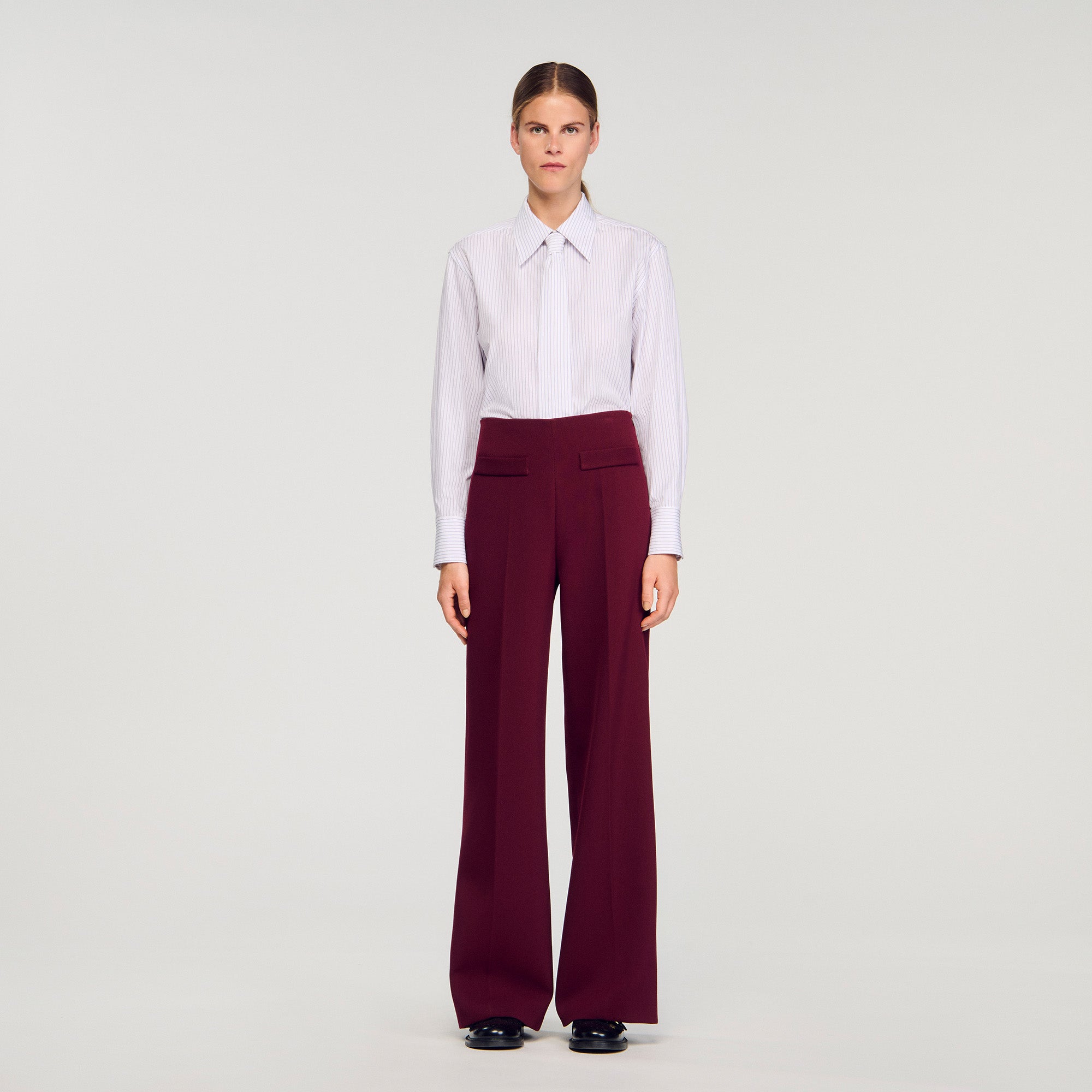 Dawson Wide-Leg Trousers Bordeaux