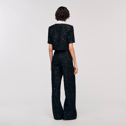 Bennett Rhinestone tweed trousers Black