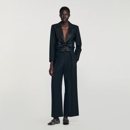 Leandre Wide-Leg Elastic Waist Trousers Black