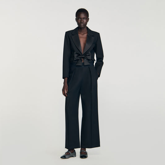 Leandre Wide-Leg Elastic Waist Trousers Black