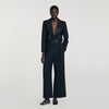 Leandre Wide-Leg Elastic Waist Trousers Black