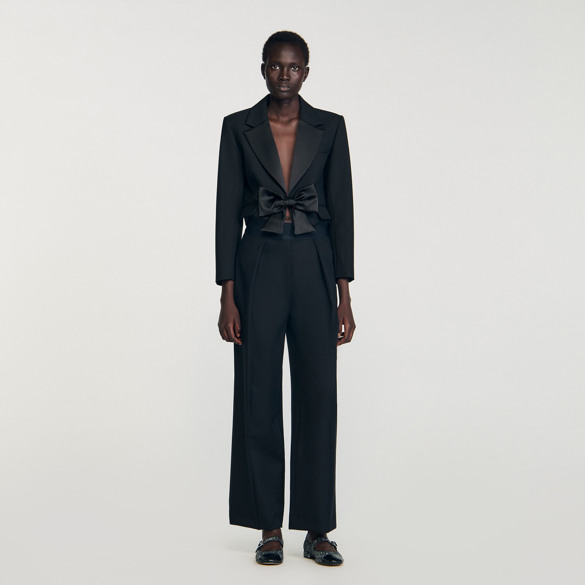 Leandre Wide-Leg Elastic Waist Trousers Black