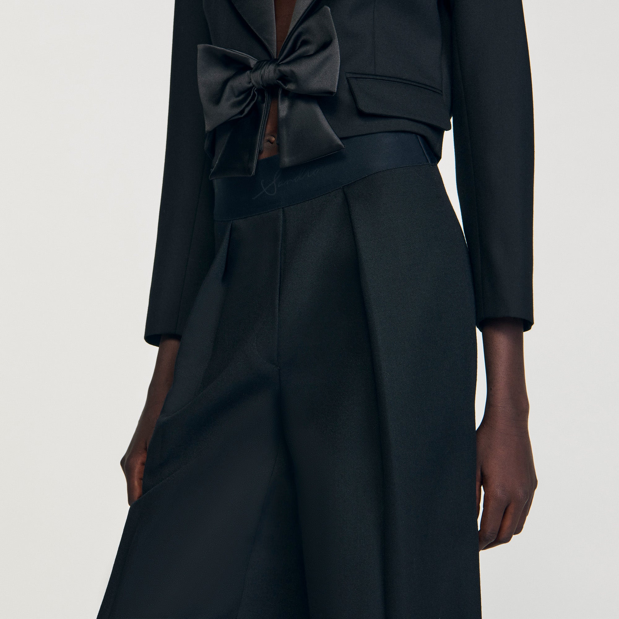 Leandre Wide-Leg Elastic Waist Trousers Black