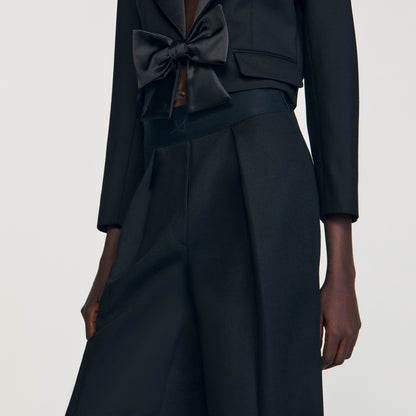 Leandre Wide-Leg Elastic Waist Trousers Black
