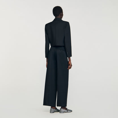 Leandre Wide-Leg Elastic Waist Trousers Black