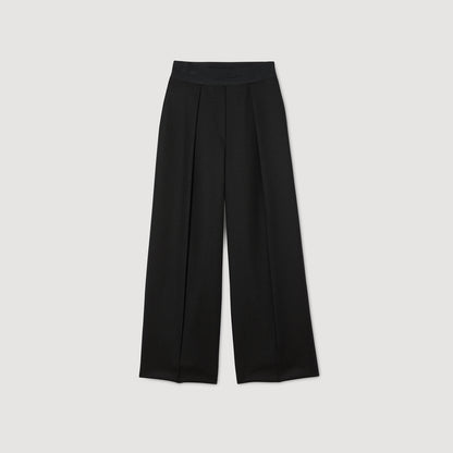 Leandre Wide-Leg Elastic Waist Trousers Black