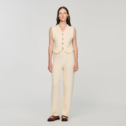 Valaud Cable Knit Trousers Ecru