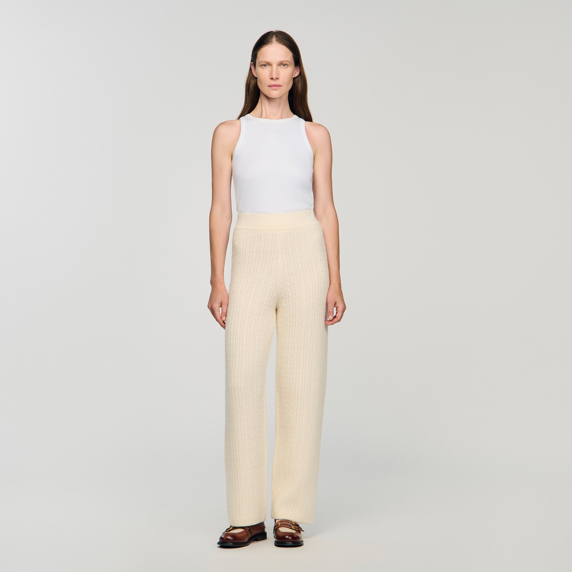 Valaud Cable Knit Trousers Ecru