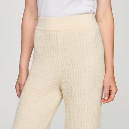 Valaud Cable Knit Trousers Ecru