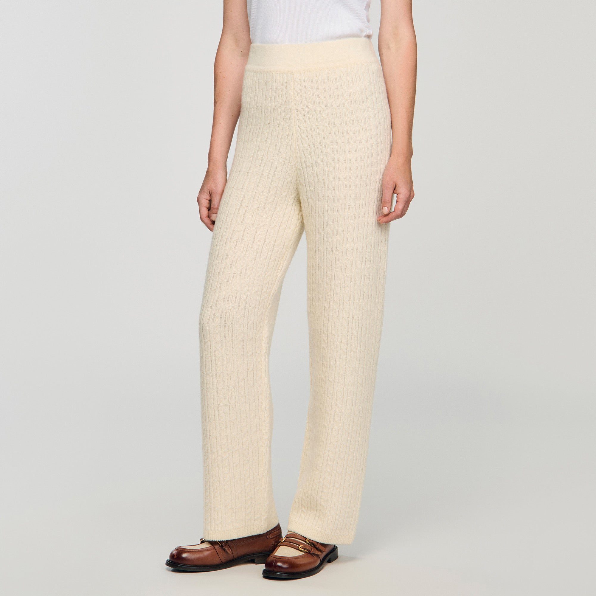 Valaud Cable Knit Trousers Ecru
