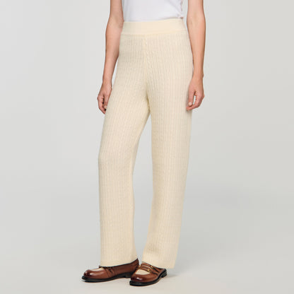 Valaud Cable Knit Trousers Ecru