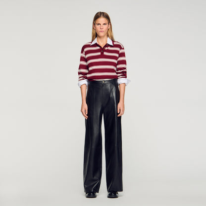 Everlys Wide-Leg Leather Trousers Black