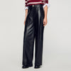 Everlys Wide-Leg Leather Trousers Black